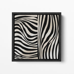 Zebra Pattern Square Black Frame Canvas Wall Art Eco Leather Print