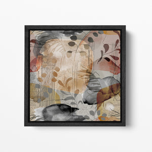 Floral Abstract Wall Art Decor Black Frame Canvas Eco Leather Print