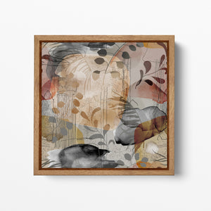 Floral Abstract Wall Art Decor Wood Frame Canvas Eco Leather Print