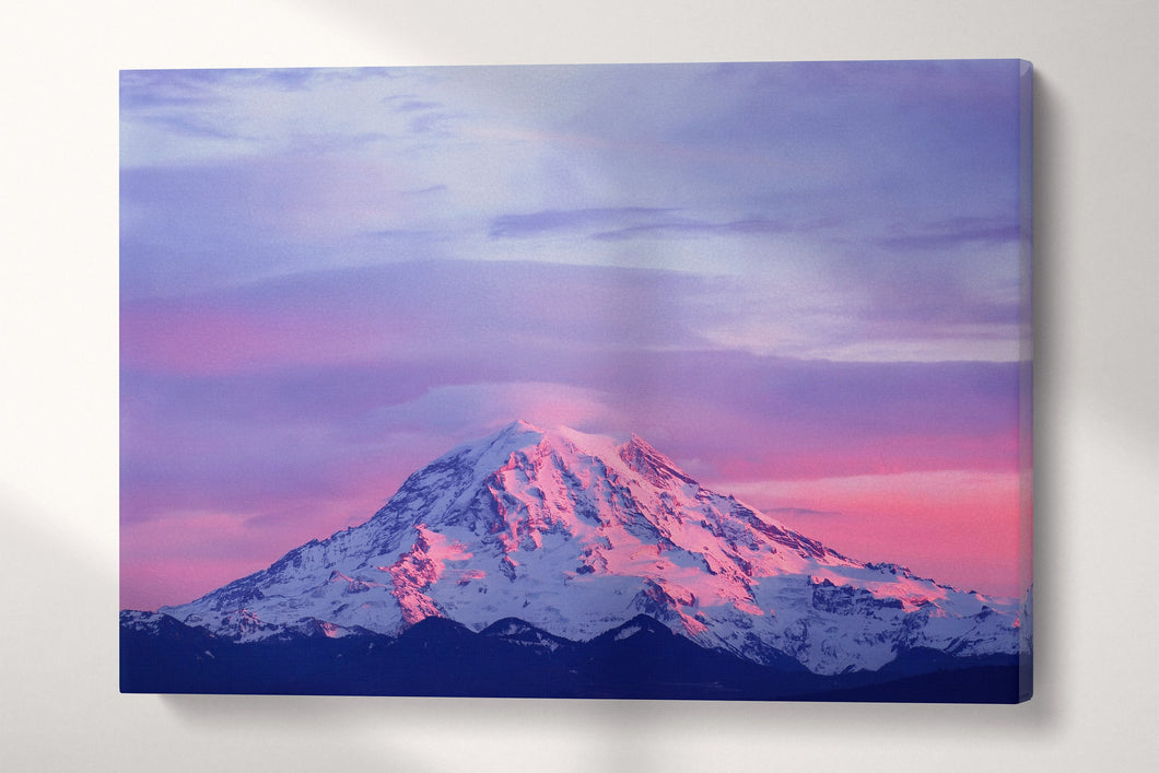 Sunset on Mount Rainier Canvas Leather Print