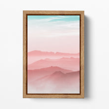 Load image into Gallery viewer, Pink mountains wood framed canvas