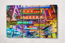 Laden Sie das Bild in den Galerie-Viewer, Hong Kong street lights canvas 3 panels