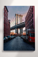 Load image into Gallery viewer, Manhattan Bridge New York City Brooklyn DUMBO Washington Street frame canvas wall art