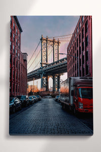 Manhattan Bridge New York City Brooklyn DUMBO Washington Street frame canvas wall art