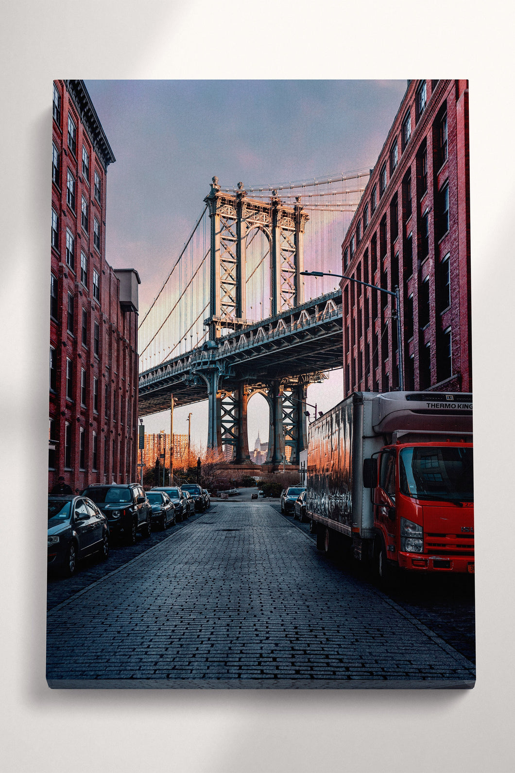 Manhattan Bridge New York City Brooklyn DUMBO Washington Street frame canvas wall art
