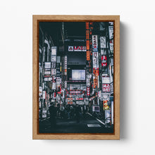 Load image into Gallery viewer, Tokyo neon street Japan gray scale wall art canvas eco leather print, Made in Italy!