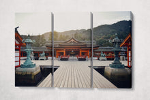Load image into Gallery viewer, Itsukushima Shrine, Miyajima Island Hiroshima Japan wall art eco leather canvas print 3 panels