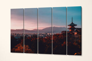 Kiyomizudera Temple Kyoto Japan at Sunset Canvas 5 panels