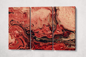 Red abstract canvas wall art 3 panels