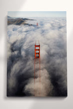 Load image into Gallery viewer, Golden Gate San Francisco foggy from above canvas wall art home decor eco leather print
