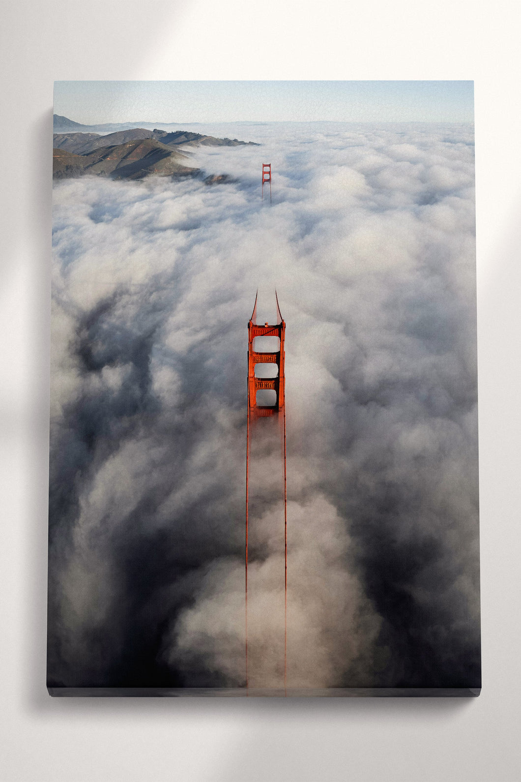 Golden Gate San Francisco foggy from above canvas wall art home decor eco leather print