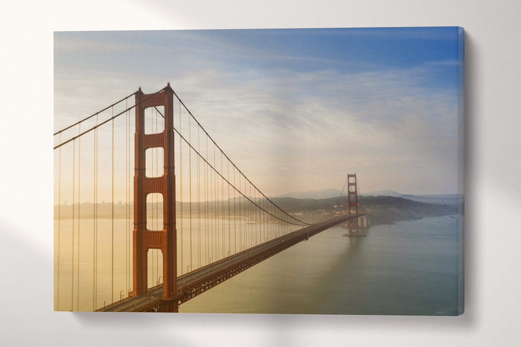 Golden Gate Warm Tones Canvas Wall Art Eco Leather Print Print Ready to Hang