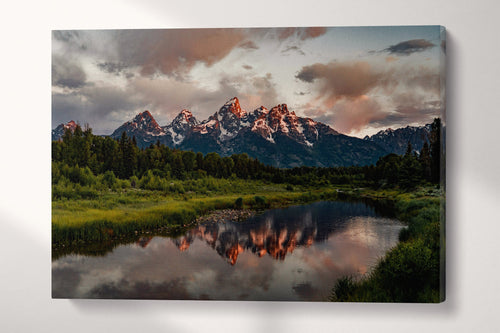 Grand Teton National Park Wyoming USA At Dusk Canvas Eco Leather Print
