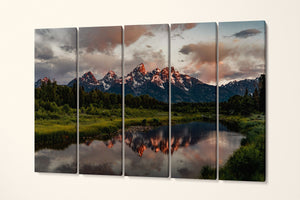 Grand Teton National Park Wyoming USA At Dusk Canvas Eco Leather Print 5 panels