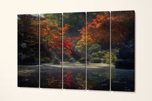Charger l&#39;image dans la galerie, Tokumeien Zen Garden in Takasaki Japan canvas eco leather print 5 panels