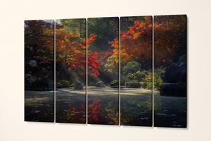 Tokumeien Zen Garden in Takasaki Japan canvas eco leather print 5 panels