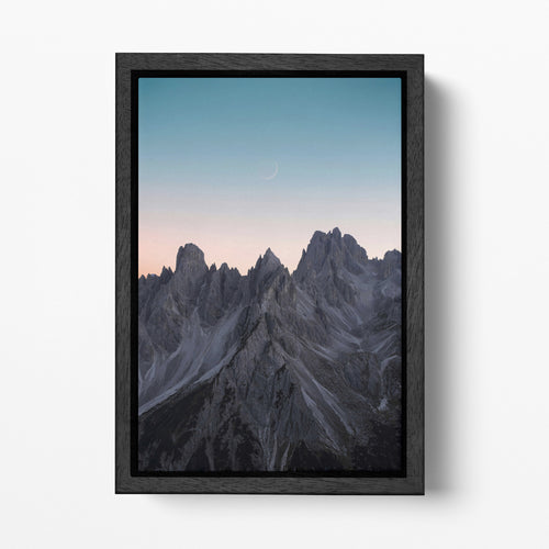Dolomites Alps Auronzo di Cadore Mountain Canvas Wall Art Home Decor Eco Leather Print Black Frame