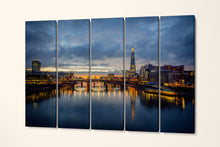 Load image into Gallery viewer, London Skyline From Millennium Bridge Wall Art Home Decor Canvas Eco Leather Print 5 panels