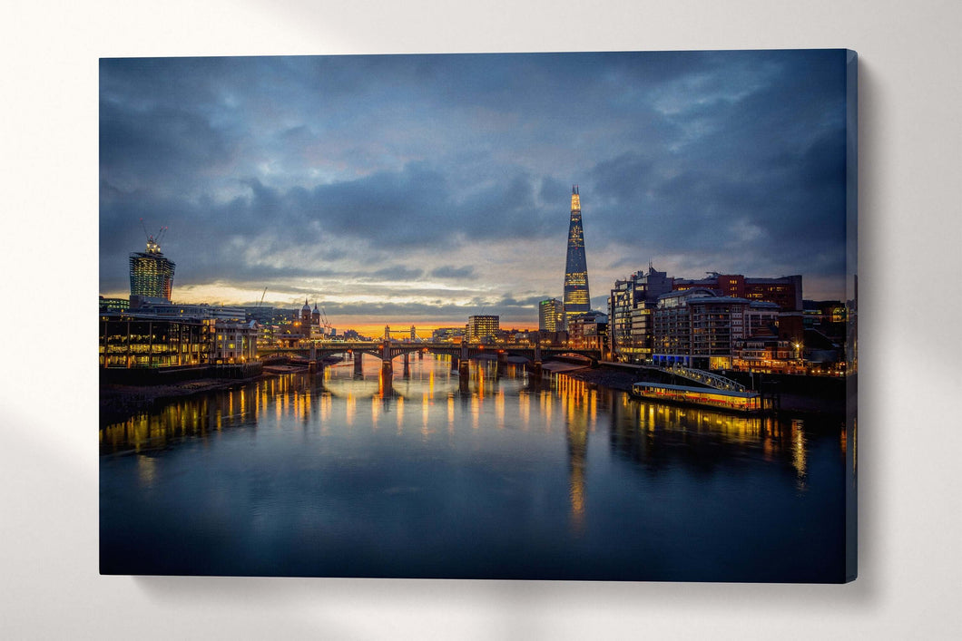 London Skyline From Millennium Bridge Wall Art Home Decor Canvas Eco Leather Print