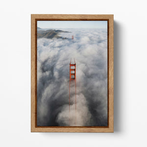 Golden Gate San Francisco foggy from above canvas wall art home decor eco leather print natural frame