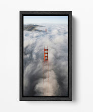 Load image into Gallery viewer, Golden Gate San Francisco foggy from above canvas wall art home decor eco leather print black frame