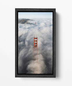 Golden Gate San Francisco foggy from above canvas wall art home decor eco leather print black frame