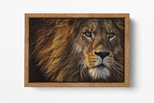 Load image into Gallery viewer, Lion Face Wall Art Premium Wood Frame Canvas Eco Leather Print