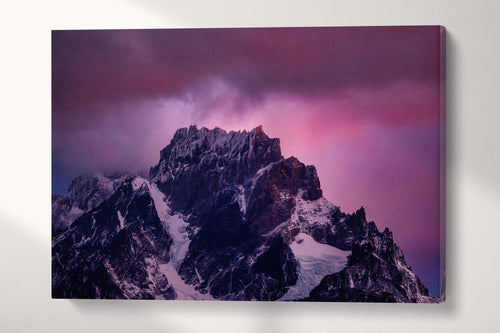 Torres del Paine Peak, Patagonia, Chile Wall Art Canvas Eco Leather Print, Made in Italy!