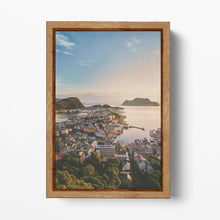 Load image into Gallery viewer, Aksla Viewpoint, Alesund, Norway Wood Framed Canvas Wall Art Eco Leather Print