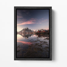 Load image into Gallery viewer, Reine, Norway Black Framed Canvas Wall Art Eco Leather Print