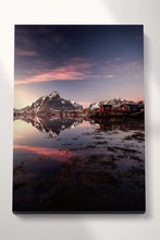 Load image into Gallery viewer, Reine, Norway Framed Canvas Wall Art Eco Leather Print