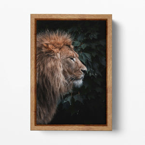 Lion In The Grass Portrait Canvas Wall Art Home Decor Eco Leather Print, Made in Italy!