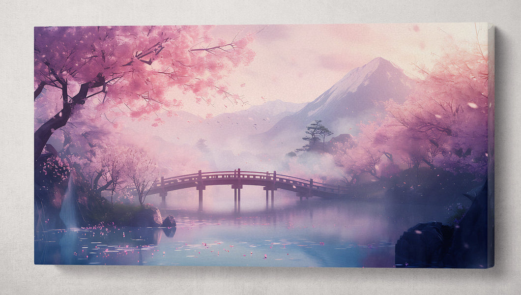 Cherry blossom landscape Japan manga canvas
