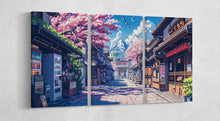 Load image into Gallery viewer, Japan Manga Street Cherry Blossom Anime 3 panels print