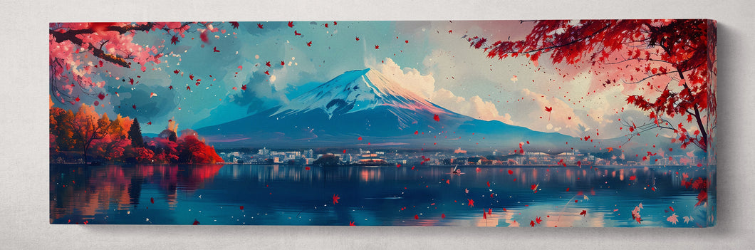Mountain Fuji Fall Anime Artwork Single Panel 100x30 cm