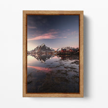 Load image into Gallery viewer, Reine, Norway Wood Framed Canvas Wall Art Eco Leather Print