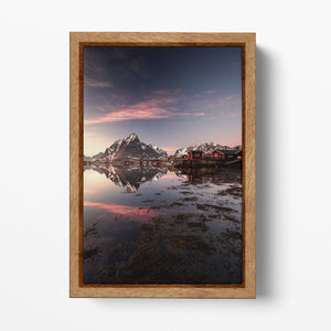 Reine, Norway Wood Framed Canvas Wall Art Eco Leather Print