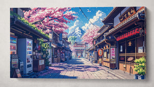 Japan Manga Street Cherry Blossom Anime canvas