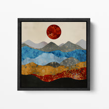 Laden Sie das Bild in den Galerie-Viewer, Wanddekoration im nordischen Stil mit roter Sonne, gerahmter Leinwanddruck