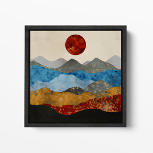 Red Sun Nordic Style Wall Decor Framed Canvas Print