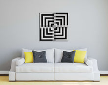 Load image into Gallery viewer, Black and white geometric framed wall art canvas