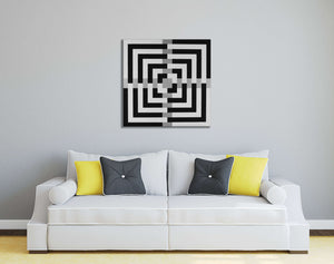 Black and white geometric framed wall art canvas