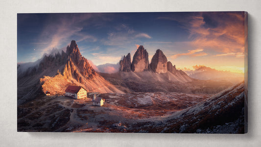 Dolomiti Tre Cime di Lavaredo Mountain Peak Canvas-Lederdruck