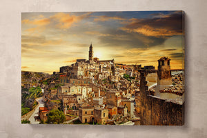Matera, Italy Framed Canvas Leather Print