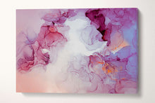 Carica l&#39;immagine nel visualizzatore di Gallery, Arte astratta rosa e viola effetto marmo stampa canvas su ecopelle Made in Italy