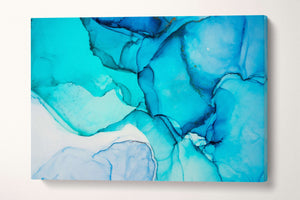 Arte astratta sfumature di azzurro effetto marmo canvas su ecopelle