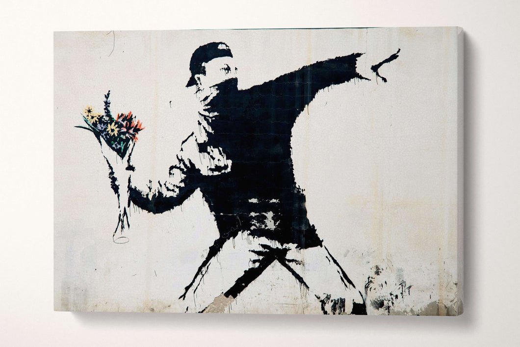 Rage Flower thrower Banksy canvas print